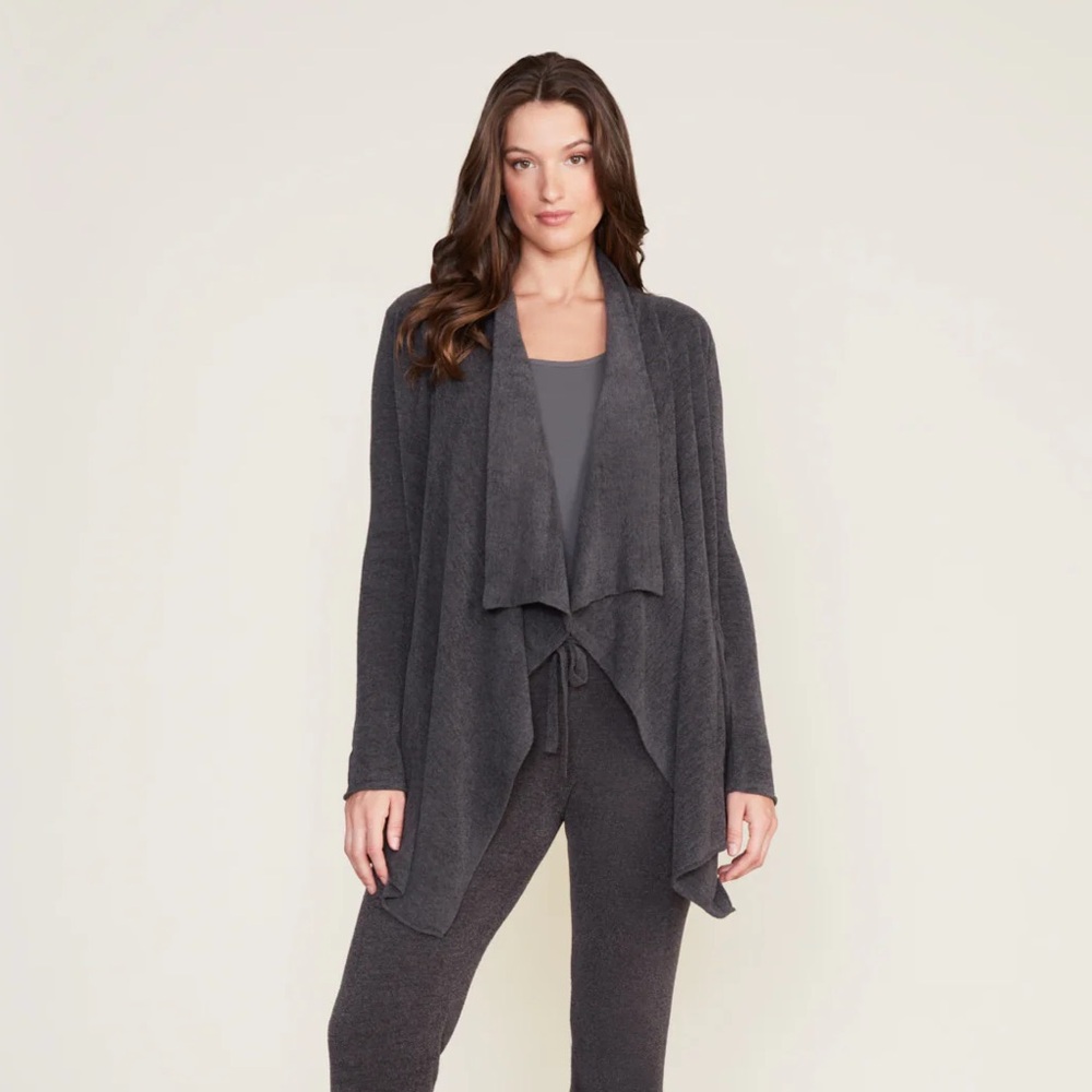 Bearfoot Dreams Womens CozyChic Ultra Lite Hi Lo Cardi Size S/M In Carbon Grey